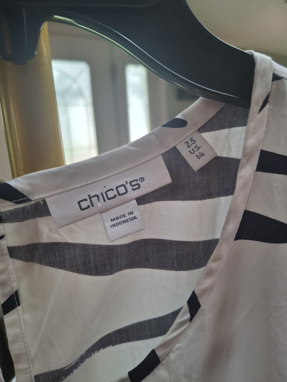 Chico's Striped V-Neck Top in White and Black